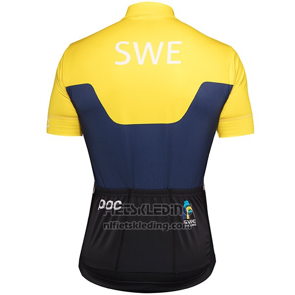 2017 Fietskleding Zweden Geel en Blauw Korte Mouwen en Koersbroek
